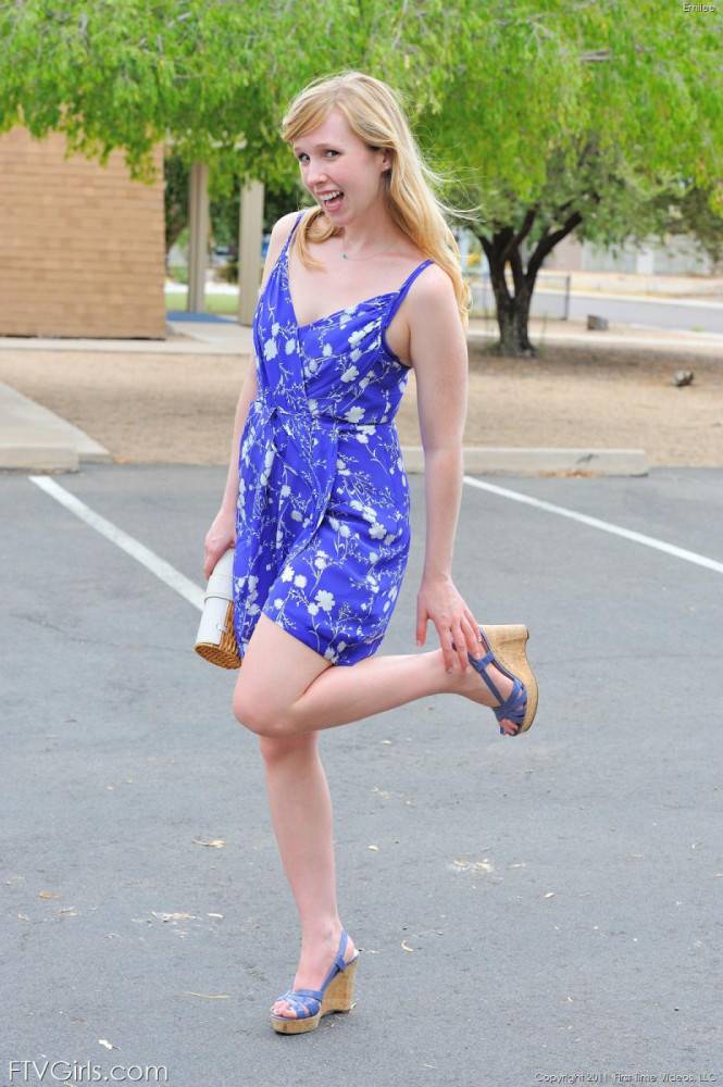 Emilee FTV In Blue Dress Flashes Her Tits And Pussy In The Street Before Playing With Toys - #11