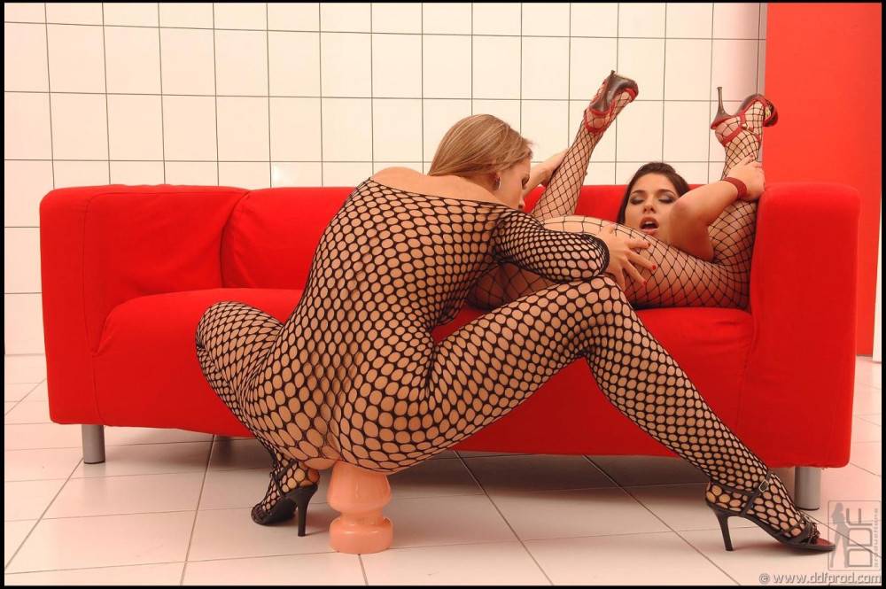 Nasty Cloe In Fishnet Outfit With Her Girlfriend Zafira Enjoying Weird Insertions In Their Tight Asses. - #12