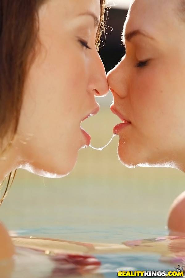 Foxy beauties Mia Malkova and Malena Morgan make some sensual lesbian action at pool - #13