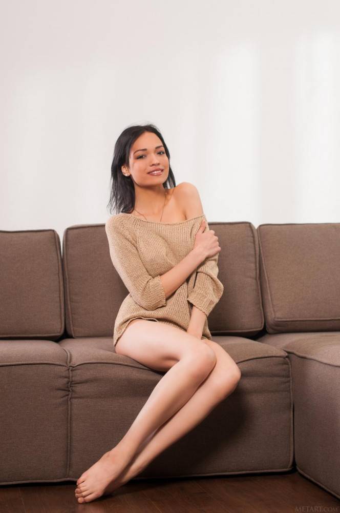 Smoldering Hot Asian Girl Bansari A Takes Off Everything And Strikes Up Poses On The Sofa - #3