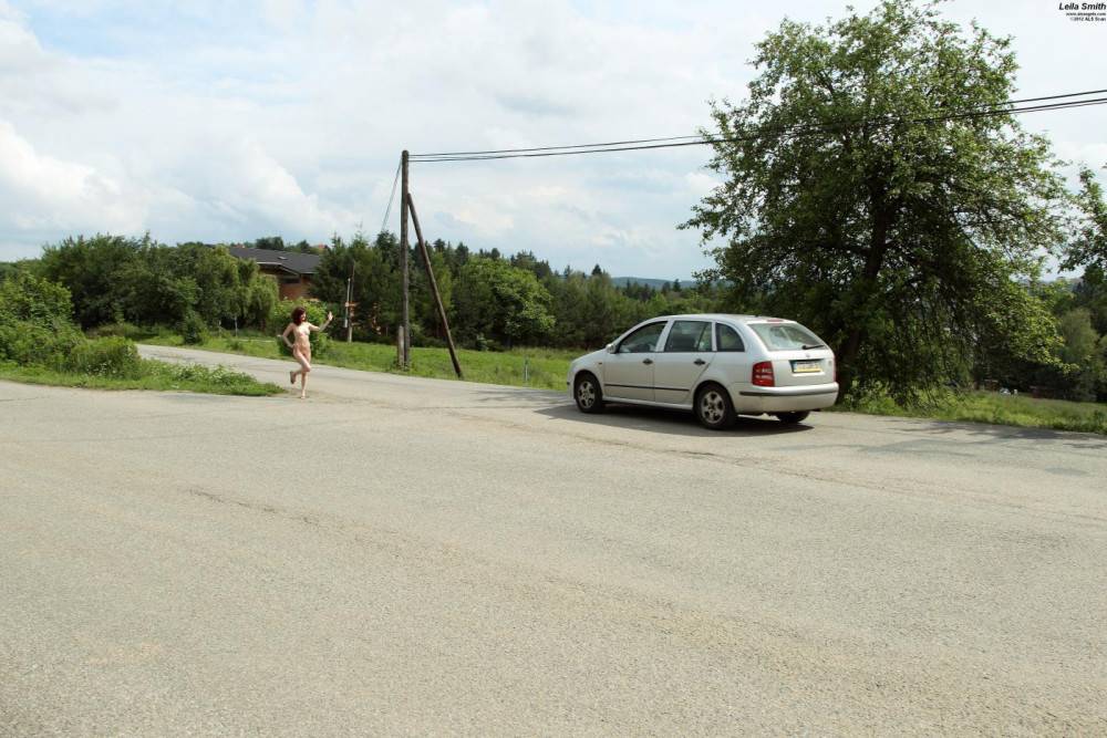 Totally Nude Brunette Leila Smith Goes Crazy Walking In The Street And Trying To Catch A Car - #12