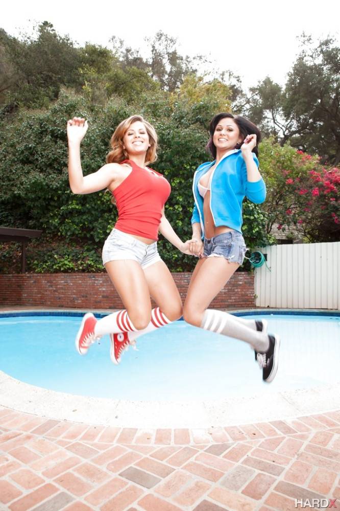 Glamorous centerfolds Ariana Marie and Keisha Grey enjoy a passionate lesbian foreplay near the pool - #7