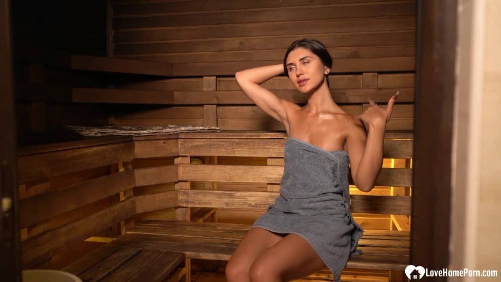 Sauna sex with a hot brunette babe - #2