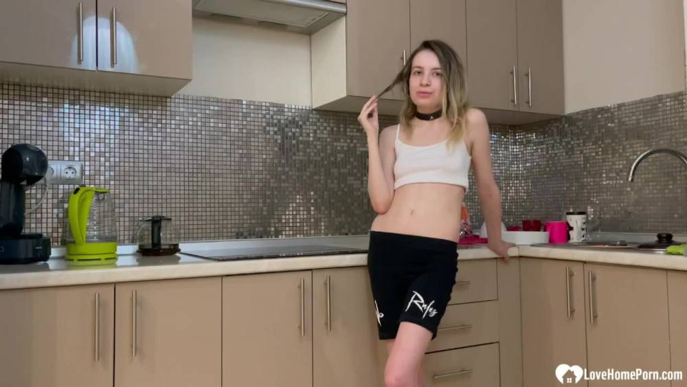 Babe gets fucked on a kitchen counter - #3