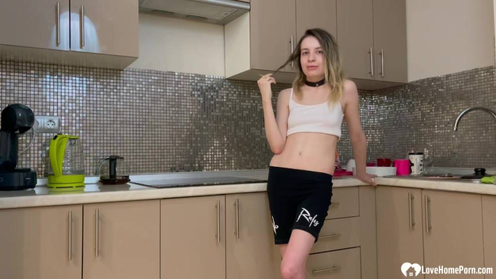 Babe gets fucked on a kitchen counter - #4