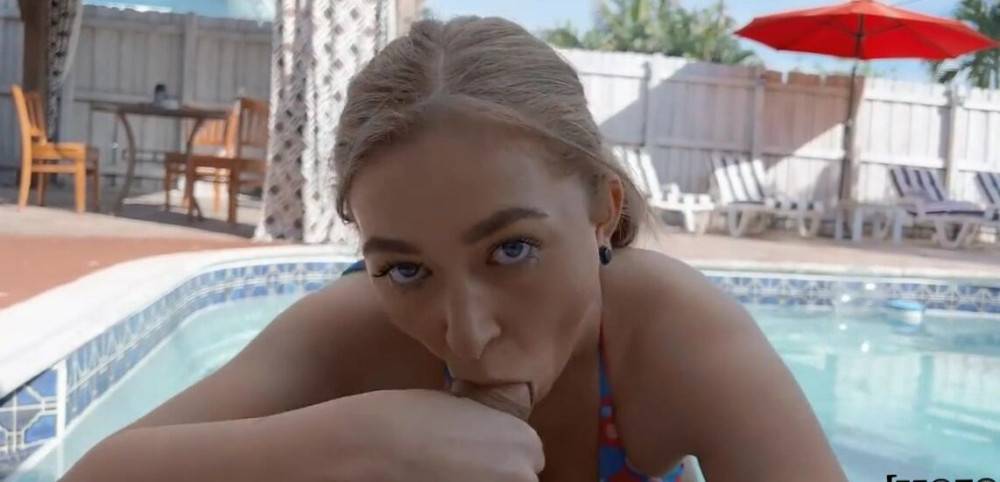 Petite Blondie Cutie Blows Me By The Pool - #5