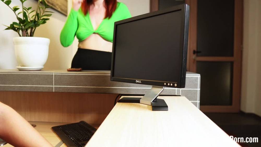 Fucking a redhead behind her working desk - #2