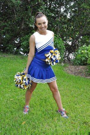 Amateur cheerleader Tiff Bannister shows off in a sexy uniform on nudesceleb.com