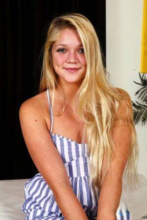 Young blonde Jessie Andrews is all aglow after a fuck and open mouth facial on nudesceleb.com