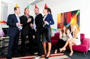 Birthday celebrations get out of hand when group sex fucking breaks out on nudesceleb.com