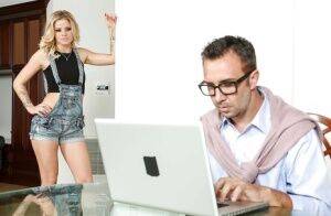 Cute blonde teen Jessa Rhodes is forced to suck dick by older man on nudesceleb.com