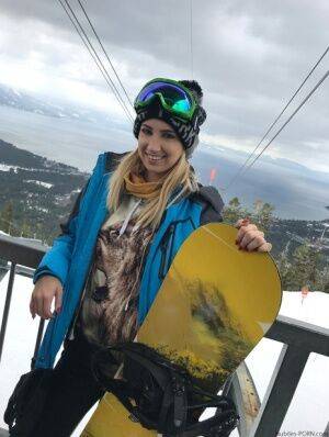Blonde teens with nice smiles Kristen Scott & Sierra Nicole take to ski slopes on nudesceleb.com