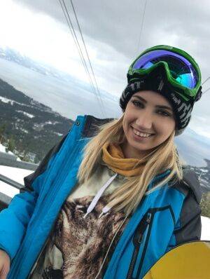 Clothed teens Kristen Scott & Sierra Nicole don ski masks while snowboarding on nudesceleb.com