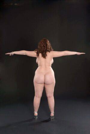BBW Felicia Clover stands totally naked in ankle strap heels on nudesceleb.com