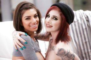 Young alt girls Darcie Dolce and Sheena Rose experiment with dyke sex on nudesceleb.com