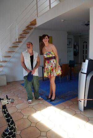 Tall woman fucks her new toy boy attired in backseam nylons and heels on nudesceleb.com