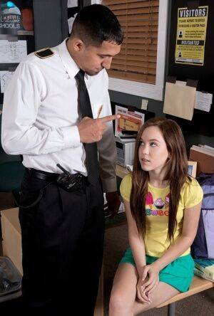 Young Trinity Rae fucks the station officer to get herself out of trouble on nudesceleb.com