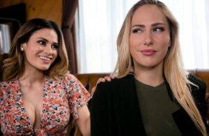 Carter Cruise and Vanessa Veracruz have lesbian sex during a home invasion on nudesceleb.com