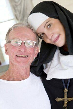 Dirty old man takes a young nun's virginity without any shame at all on nudesceleb.com