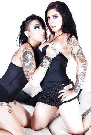 Goth models play with their tatted tight bodies and pussies on nudesceleb.com