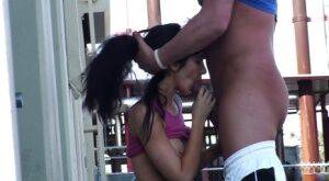 Outdoor sex with hardcore dick-swallowing brunette Diana Prince on nudesceleb.com