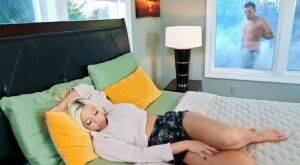 Sleeping blonde Brittany Amber engages in hardcore sex with a Peeping Tom on nudesceleb.com
