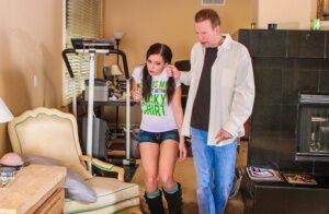 Cute teen Aria Aspen goes ass to mouth with her stepdad in knee socks on nudesceleb.com