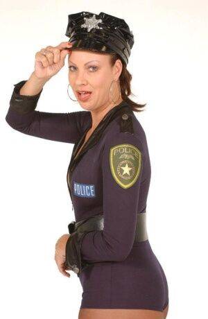 Hot MILF Vanessa Videl goes for a hot solo and dons her slutty police uniform on nudesceleb.com