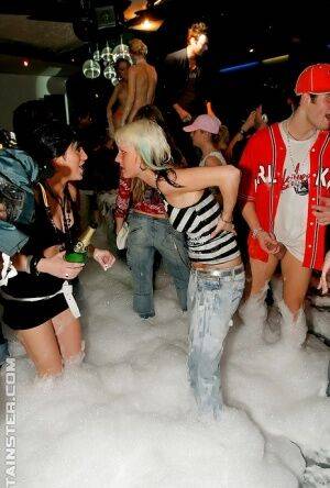 Adorable babes and horny guys are into hardcore foam sex party on nudesceleb.com