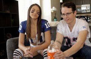 Latina football enthusiast Avi Love has cum pumped in her cunt by her stepbro on nudesceleb.com