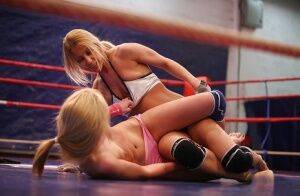 Nikky Thorne & Nataly Von clashing in the ring for lesbian catfight on nudesceleb.com