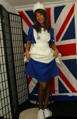 Nylon Angie Sweet nurse in stockings on nudesceleb.com