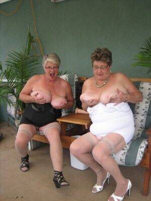 Fat old women Girdle Goddess & Grandma Libby hold their boobs after dildo play on nudesceleb.com