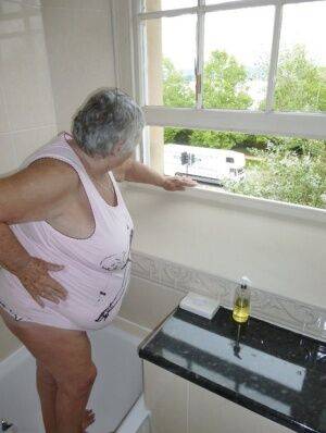 Old British fatty Grandma Libby gets naked while taking a bath - Britain on nudesceleb.com