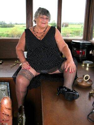 Fat British nan Grandma Libby masturbates in stockings while on board a boat - Britain on nudesceleb.com