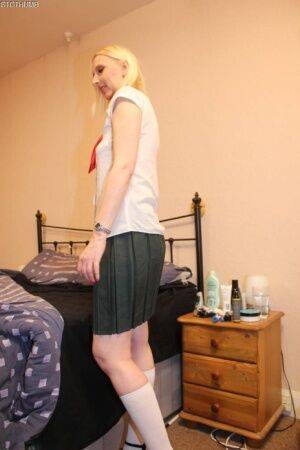 Blonde UK woman Tracey Lain goes ass to mouth while wearing schoolgirl apparel - Britain on nudesceleb.com