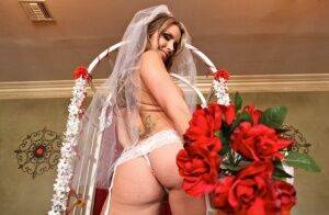 Lustful bride in white stockings Courtney Cummz gets cocked up on nudesceleb.com