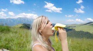 Blonde MILF Jasmine Rouge and her man friend fuck while hiking in high country on nudesceleb.com