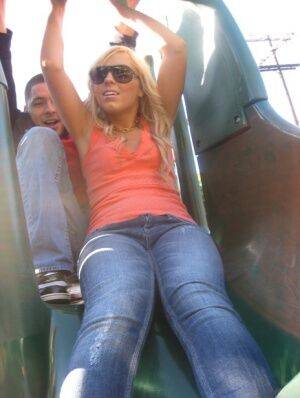 Cute blonde Ally Kay gets fucked hard after a ride on roller coaster on nudesceleb.com