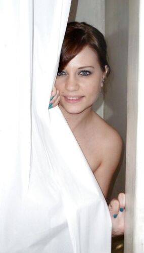 Sweet european amateur posing for a homemade photo in the shower on nudesceleb.com