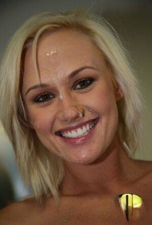 Blonde chick Mollie Rae ends up with sperm on face after finding a gloryhole on nudesceleb.com