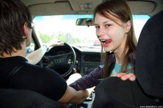 Teen sucking cock and fucked on car on nudesceleb.com