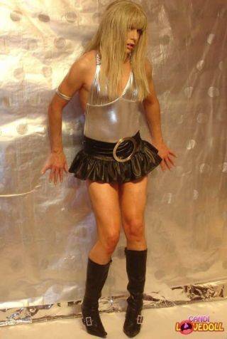 Tranny dressed in black and silver on nudesceleb.com