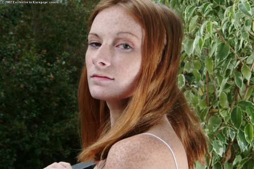 The Sweet Redhead Bimbo Allison Wyte Shows The Tender Shaved Pussy Outdoor on nudesceleb.com