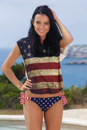 Sweet And Sexy Brunette Sapphira A Is Taking Off Her US Flag Swimsuit And Bending Hot To Show Tight Pussy - Usa on nudesceleb.com