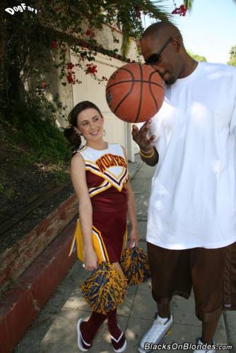 Pretty Cheerleader Mae Lynn Strips And Plunges Into Dirty Fuck With Black Dude on nudesceleb.com