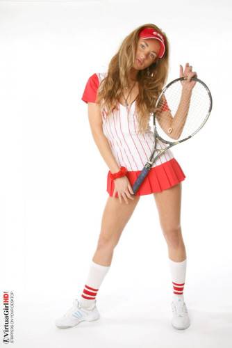 Teen Looking Tennis Player Sandra H Takes Off Her Uniform And Poses With The Racket on nudesceleb.com