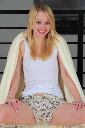 Happy Blonde Chick Madison Lain Is Beading Her Skillful Mouth On The Fat Toy on nudesceleb.com