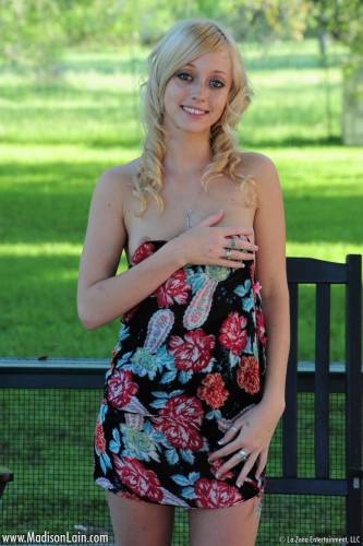 Enticing Teen Blonde Madison Lain Removes Her Dress Outside And Flashes Her Nice Bod on nudesceleb.com