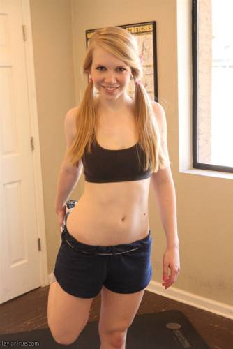 Blonde Teen Babe Taylor True Works Out And Shows Us Her Bod In Her Workout Clothes on nudesceleb.com